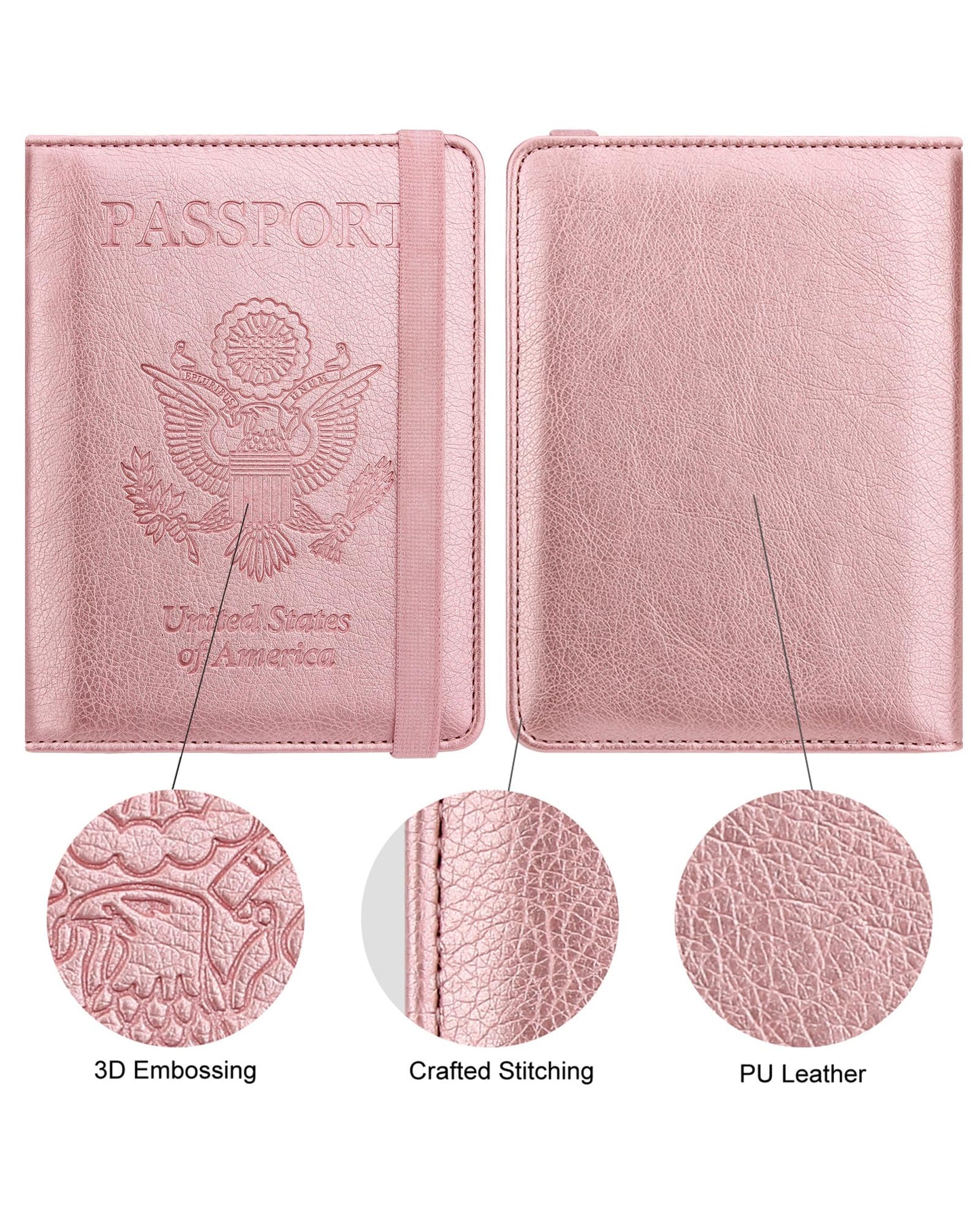 WALNEW Passport Holder for Travel, RFID Passport Cover Wallet for Women Men, PU Leather Passport Book Card Holder Case with Pen, Travelling Essentials for Flying