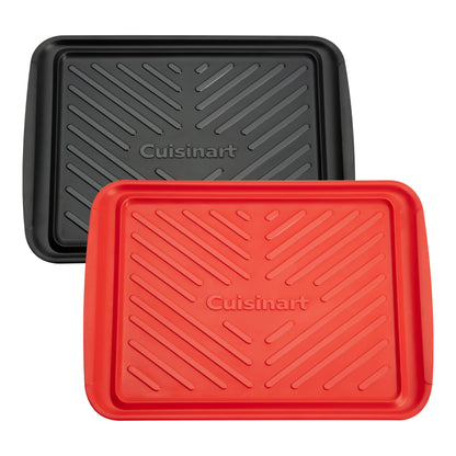 Cuisinart Grilling Prep & Serve Trays, 17x10.5 inch BBQ Tray Safe for Food Handling, 2 Dishwasher Safe Nesting Trays Black & Red, Perfect Grilling Accessories for Cooked & Raw Meat, Fits 6 Burgers