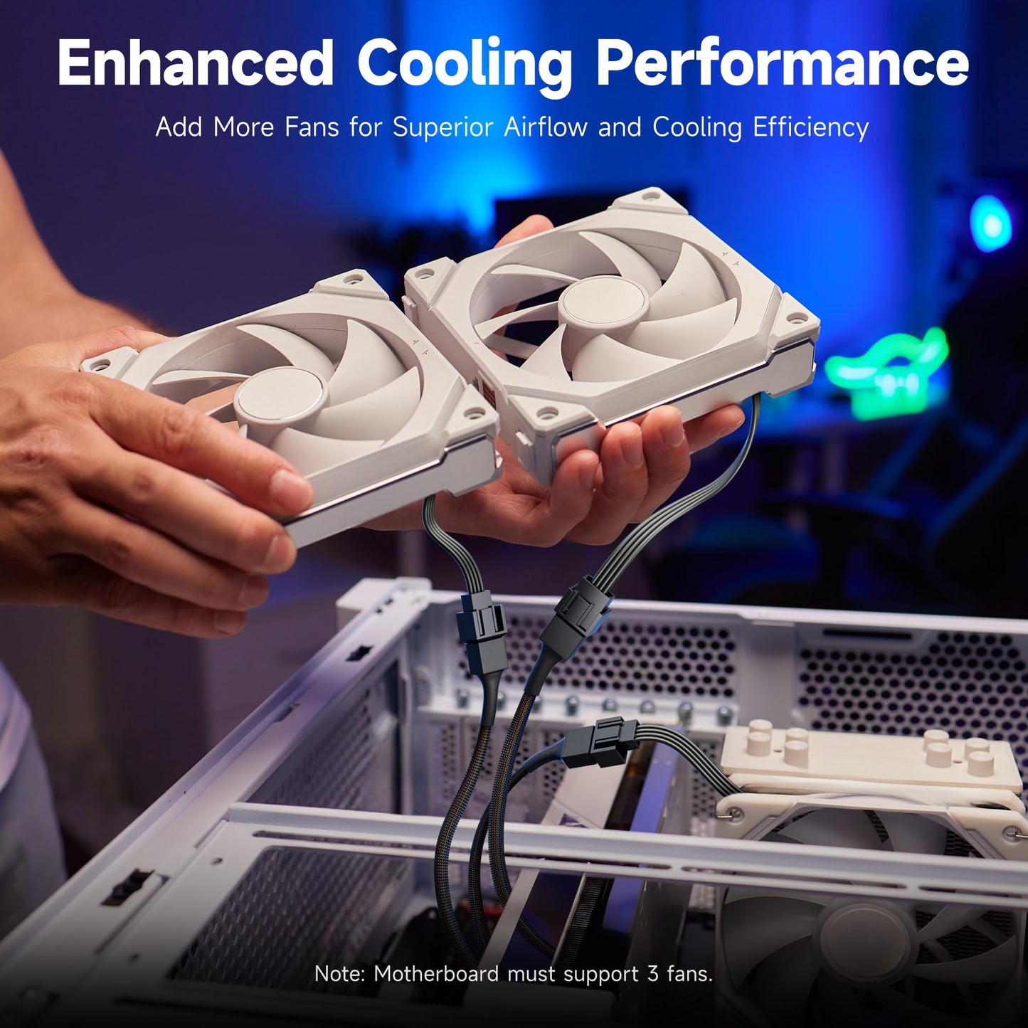 Cable Matters 2-Pack 3 Way 4 Pin PWM Fan Splitter Cable - 12 Inches / 30cm, 1x PWM-Controlled Fan with 2 Follower Fans, PC Fan Splitter 1 to 3 Converter, PC-Fan Extension Cable