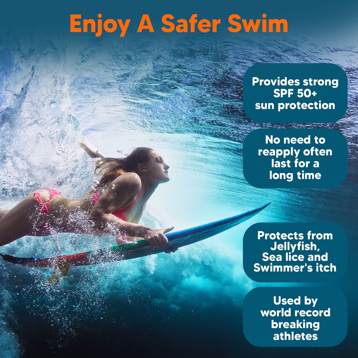 Safe Sea Jellyfish Sting-Blocking Sunscreen, SPF 50+ Lotion 4oz, Waterproof, Biodegradable, Coral Reef-Safe – Body and Face Sunscreen, Anti-Jellyfish and Sea-Lice sting protection.