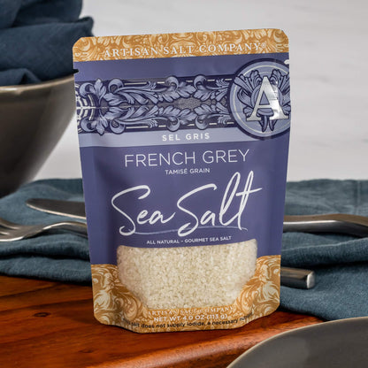Artisan Salt Company Sel Gris French Grey Sea Salt, Tamisé Grain, Zip-Top Pouch, 4 Ounce