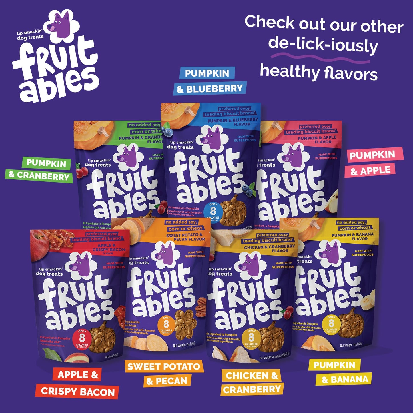 Fruitables Pumpkin Dog Treats, 7oz, Crunch Variety 12-Pack