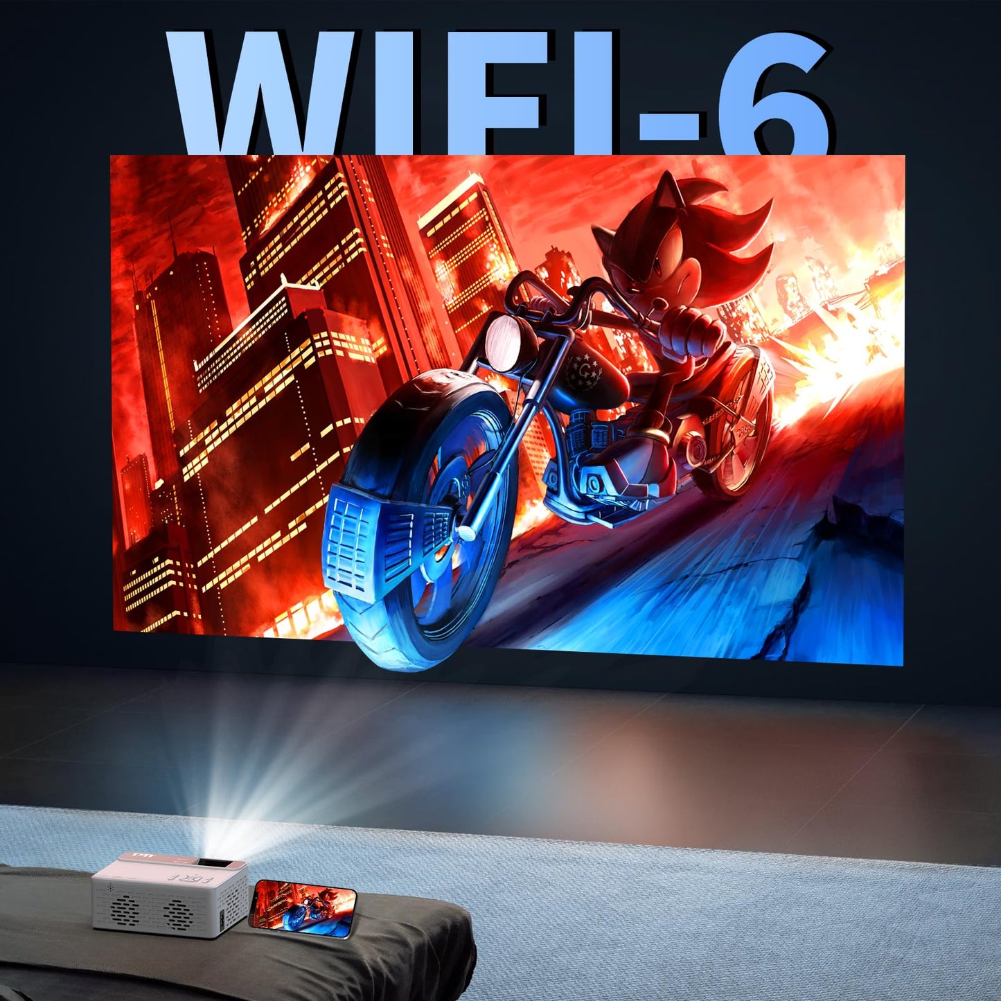 TMY Netflix-Officially-Licensed Mini Movie Projector with WiFi and Bluetooth, Compatible with TV Stick Smartphone/HDMI/USB, Indoor & Outdoor Use