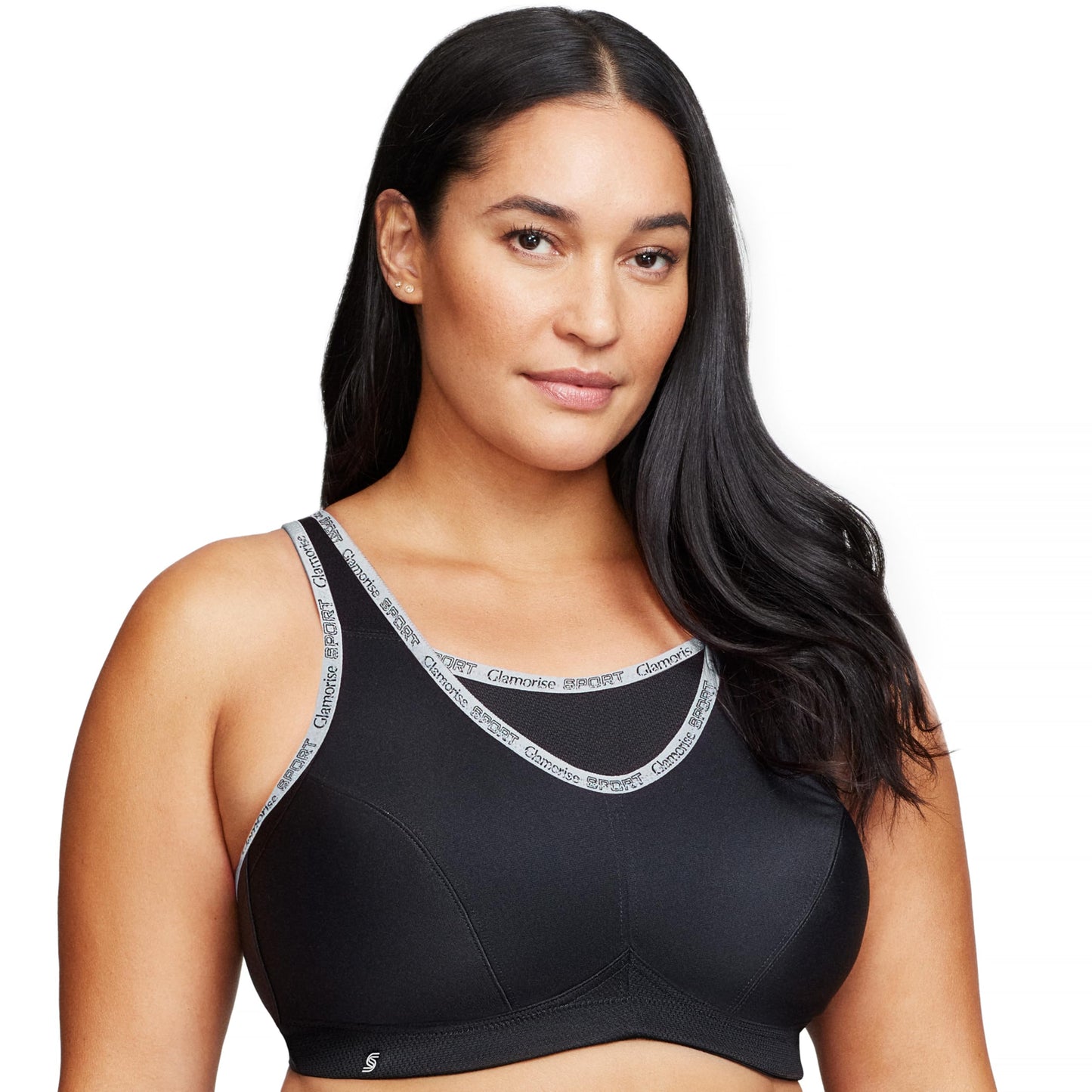 Full Figure Plus Size No-Bounce Camisole Sports Bra Wirefree #1066 Black