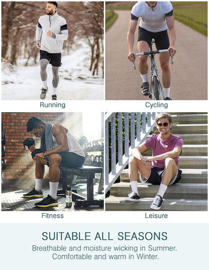 Airacker Athletic Socks Sport Running Calf Socks Performance Cushioned Breathable Crew Socks for Men Women(6 Pairs)