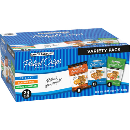 Snack Factory Pretzel Crisps Variety Pack, Individual 1.5 Ounce (Pack of 24)