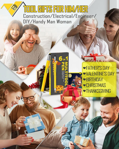 Stocking Stuffers for Men Multitool Pen, Birthday Gifts for Dad Husband Him, Father's Day Gifts from Daughter and Son, Cool Gadgets and Gift Ideas for Construction Engineers, Woodworkers, Carpenters
