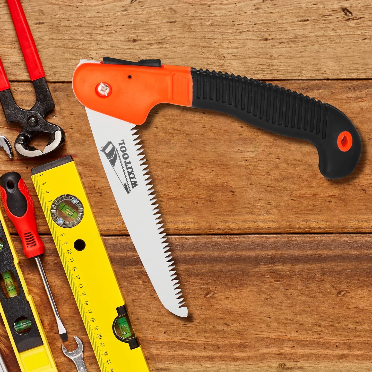 Folding Pruning Saw, Hand Held Design Jab Saw for Trimming Gardening Camping Hiking PVC Bone Cutting Wood, Portable Survival Foldable Saw with Rugged Blade(7") Ergonomic Non-Slip Handle Security Lock