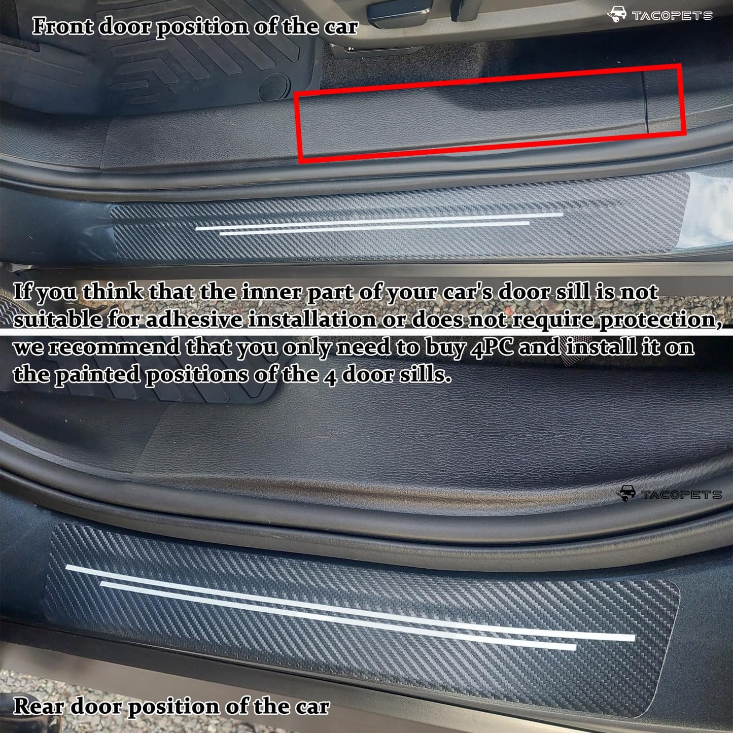 TACOPETS Door sill Protector,Door sill Scratch Protection (Suitable for Most car Models),Anti-Scratch Protection Strips（9PC）