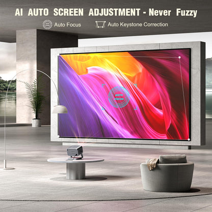 [Netflix Officially & Auto Focus] VOPLLS 4K Projector with WiFi and Bluetooth, 3D Stereo Sound & Auto Keystone Video Projector, 1200ANSI Outdoor Movie Projector, 50% Zoom, MAX 300''Display (Grey)