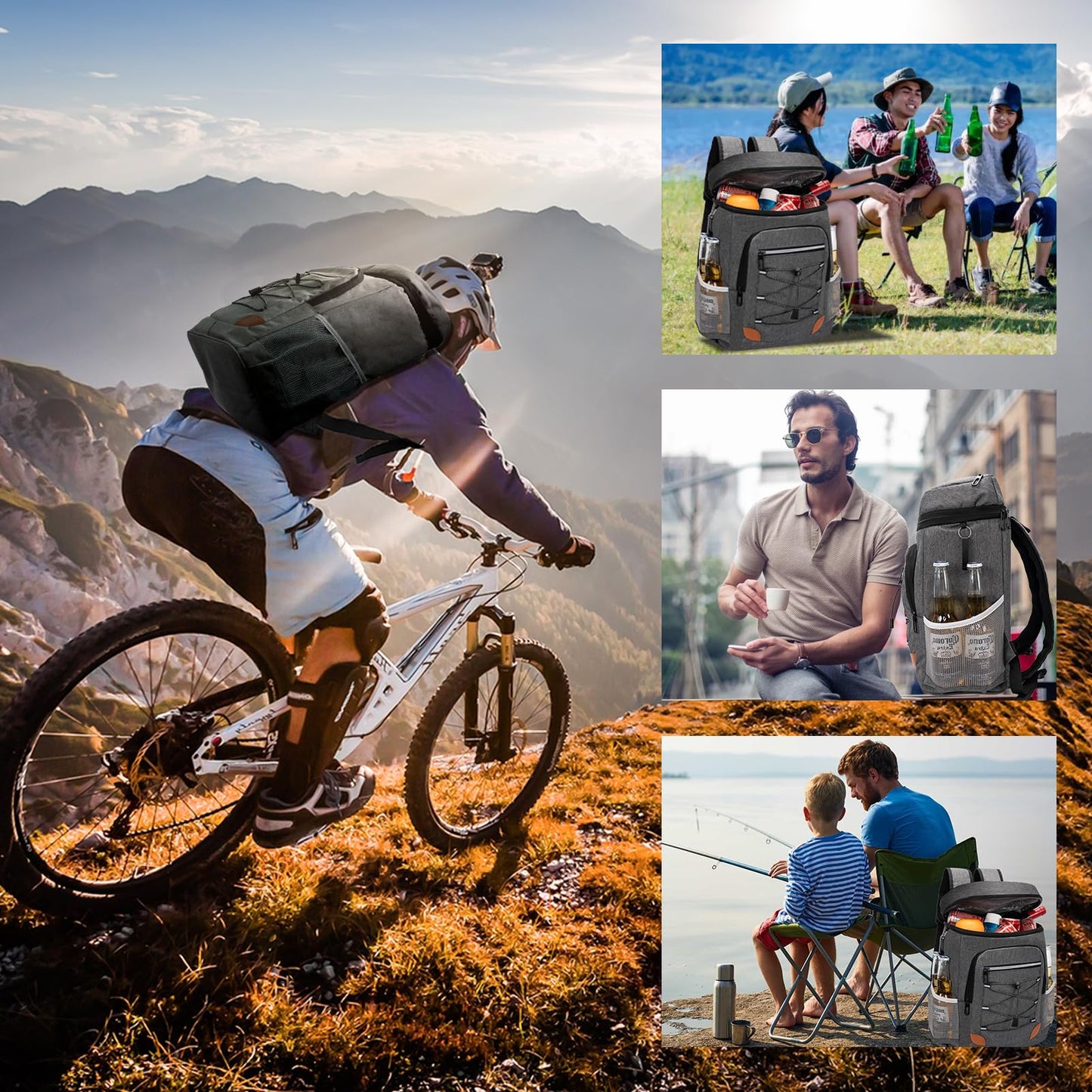 Backpack Cooler Insulated Leak Proof for Men Women 36 Cans Soft Cooler Backpack Insulated Waterproof Large Capacity Coolers Bag Portable for Lunch Camping Travel Picnic Hiking Deep Grey