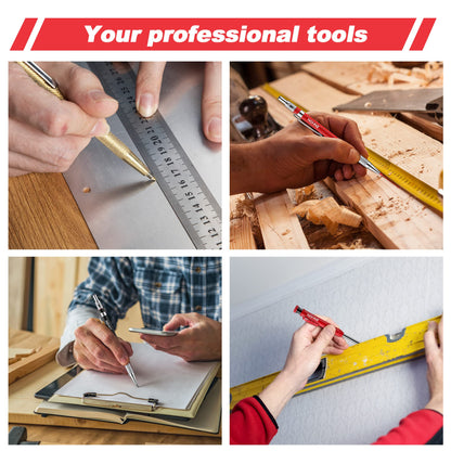 6 Pack Carpenter Pencil with Sharpener, Mechanical Carpenter Pencils with 36 Refills, Heavy Duty Construction Pencil Woodworking Tools for Architect Marking