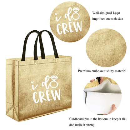 CUTERUI GIFTED 1 pcs Champagne I Do Crew Non-Woven Gift Bag for Bridesmaid Gifts,Bachelorette Party Favors