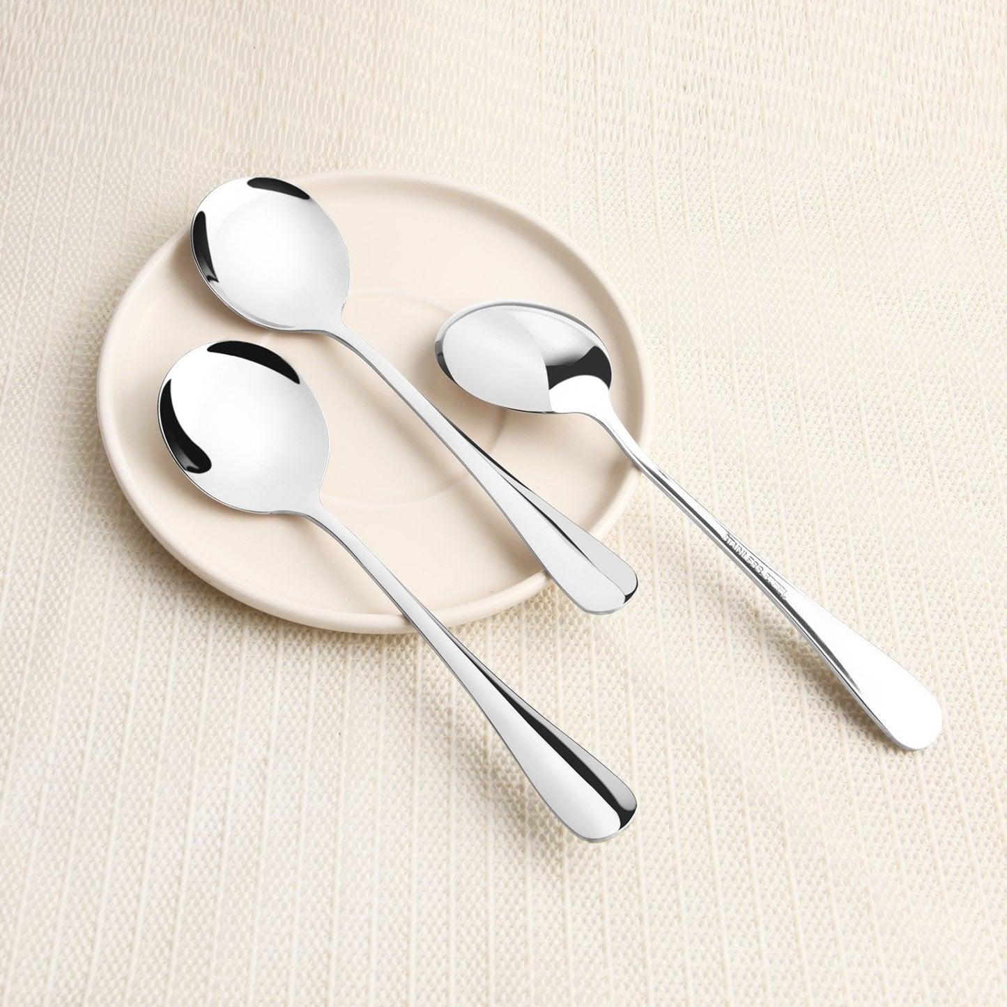 Soup Spoons, Wholesale Spoons Silverware, Round Stainless Steel Spoon Set of 8