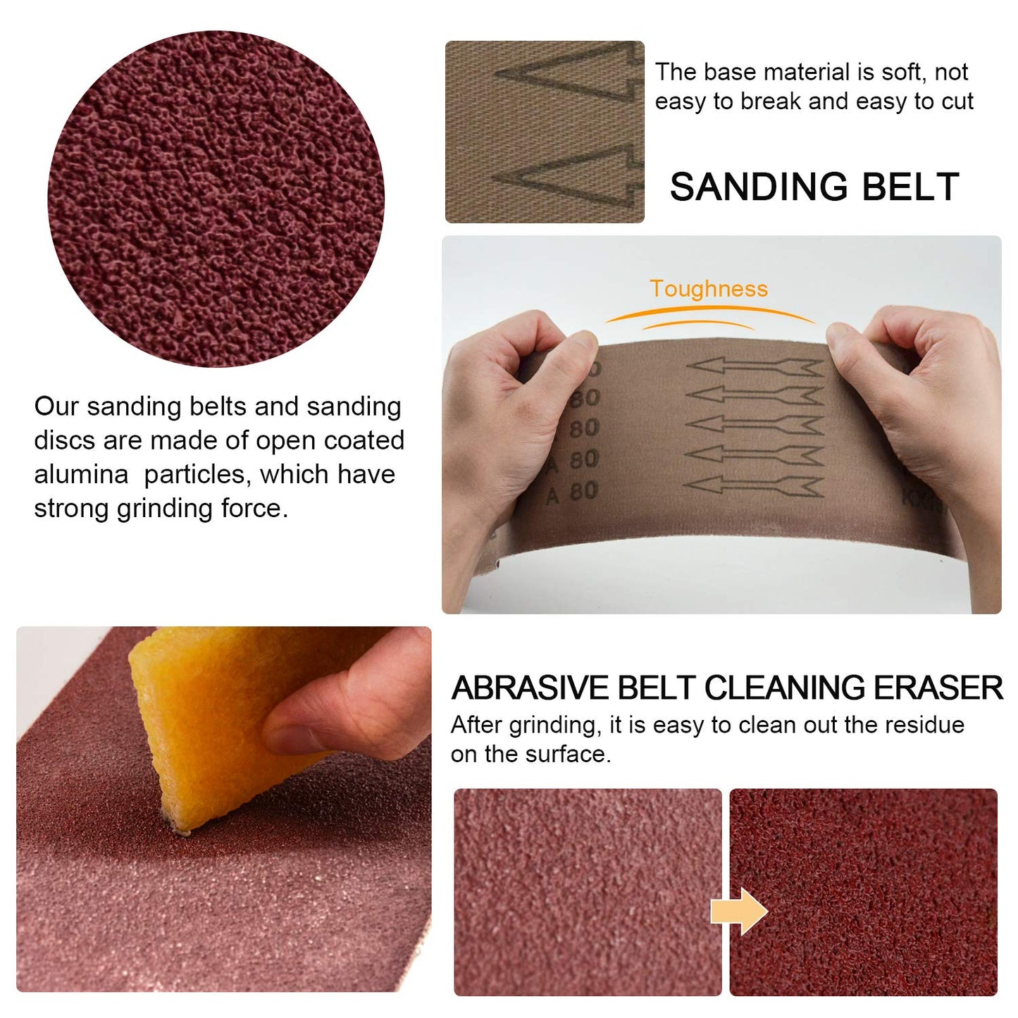 Sanding Belts and Sanding Discs Set for Power Combination Disc & Belt Sander 10 PCS 4 x 36” Aluminum Oxide Sanding Belts and 12 PCS 6” PSA Self Adhesive No-hole Sticky Back Sanding Discs(80-400 Grit)