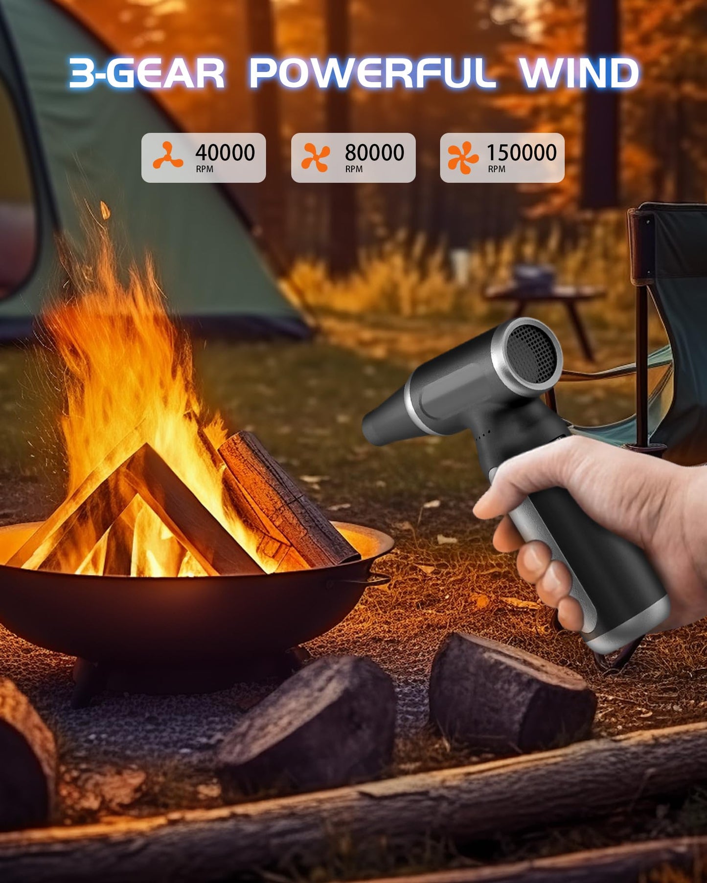 Electric Compressed Air Duster - 33,0000 RPM Rechargeable Cordless Turbo Blower, Portable Air Blower Gun for Cars, PC, Keyboard, Home & Outdoor Dust Cleaning (Replaces Compressed Air Cans)