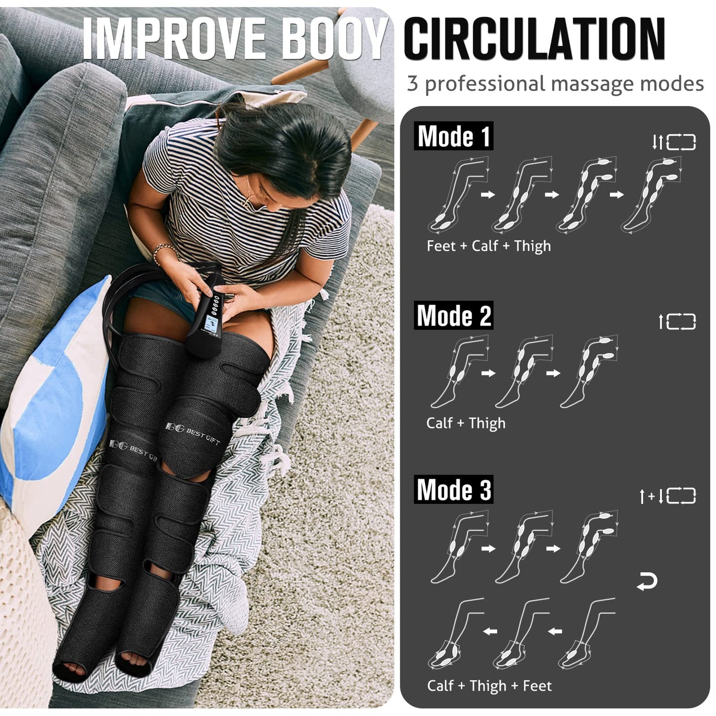 Gifts for Mom, Dad, Men, Women & Loved Ones – Air Compression Leg Massager with Heat – Ideal for Christmas, Mother Day & Father Day – Relieves Muscle Fatigue for Feet, Legs, Calves, Thighs, and Knees