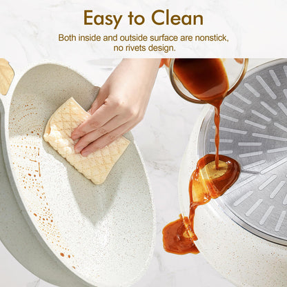 SENSARTE Nonstick Ceramic Cookware Set 13-Piece, Healthy Pots and Pans Set, Non-toxic Kitchen Cooking Set with Stay-Cool Handles, Silicone Tools and Pot Protectors, PFAS and PFOA Free