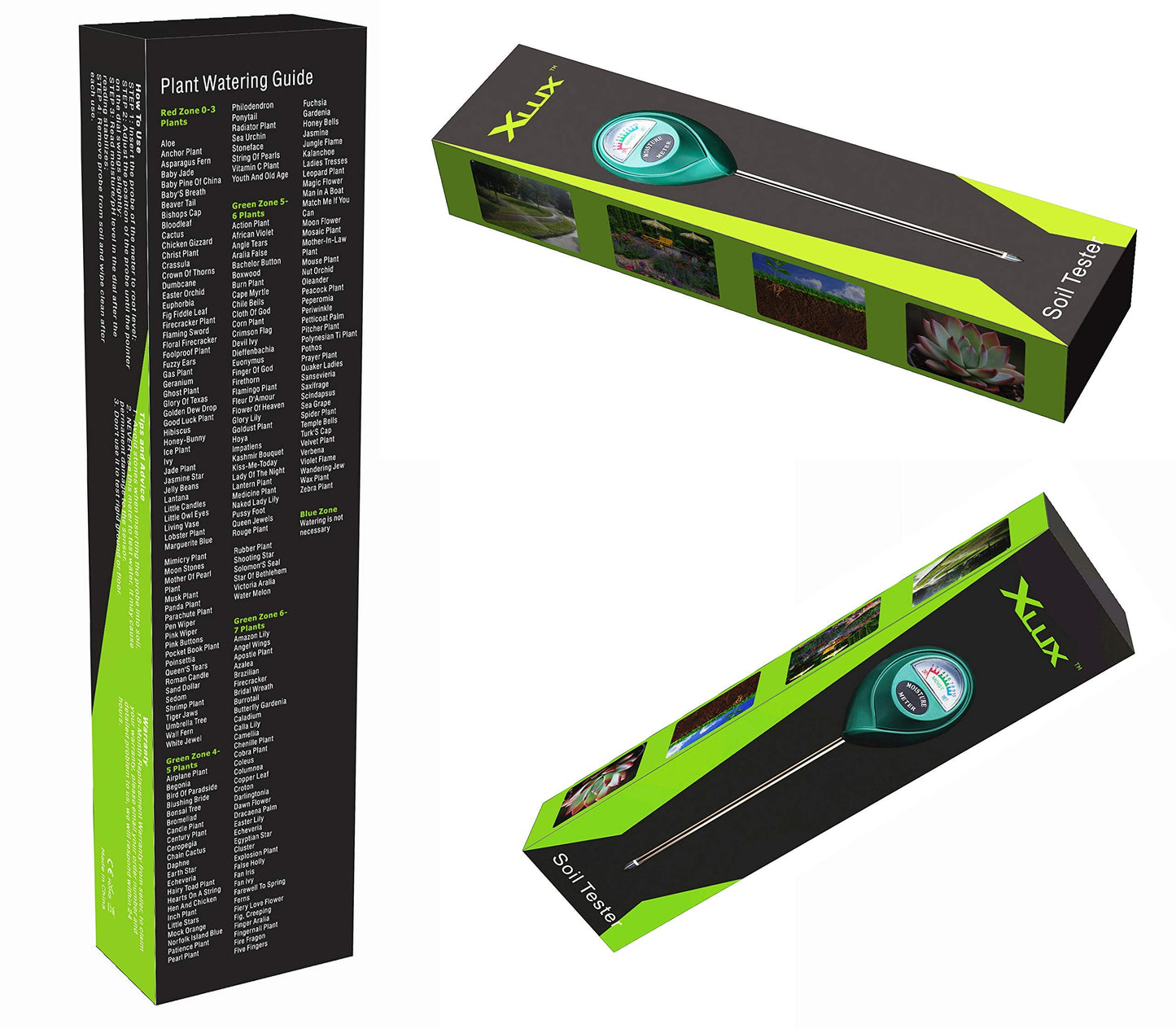 XLUX Soil Moisture Meter, Plant Water Monitor, Hygrometer Sensor for Gardening, Farming, Indoor and Outdoor Plants, No Batteries Required