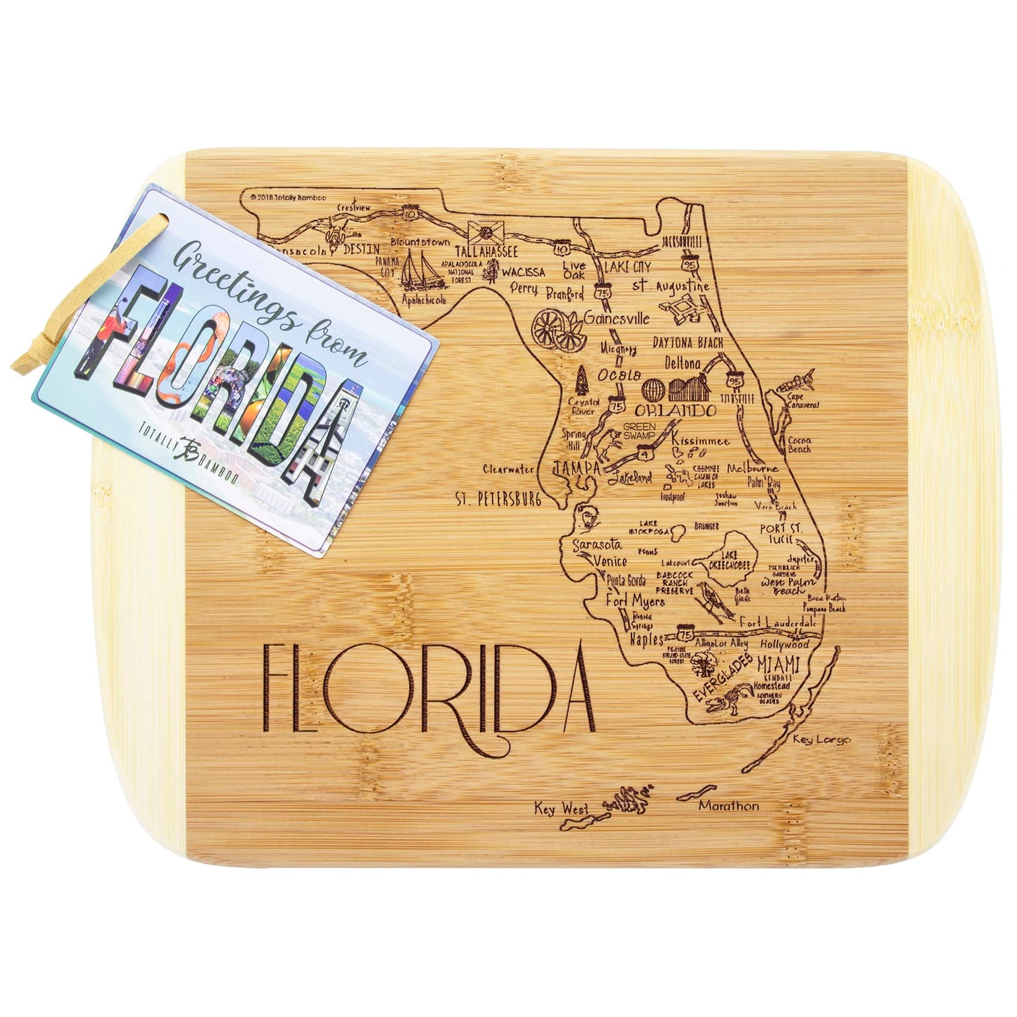 Totally Bamboo A Slice of Life Florida State Serving and Cutting Board, 11" x 8.75"