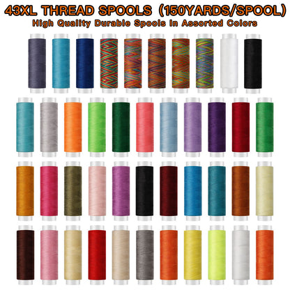 Sewing Kit for Adults,Maxfanay Needle and Thread Kit for Sewing,Professional Sewing Supplies Accessories with Tailor Scissors,43XL Thread,30 Needles,Yarn Snips and More for Travel Home Beginners