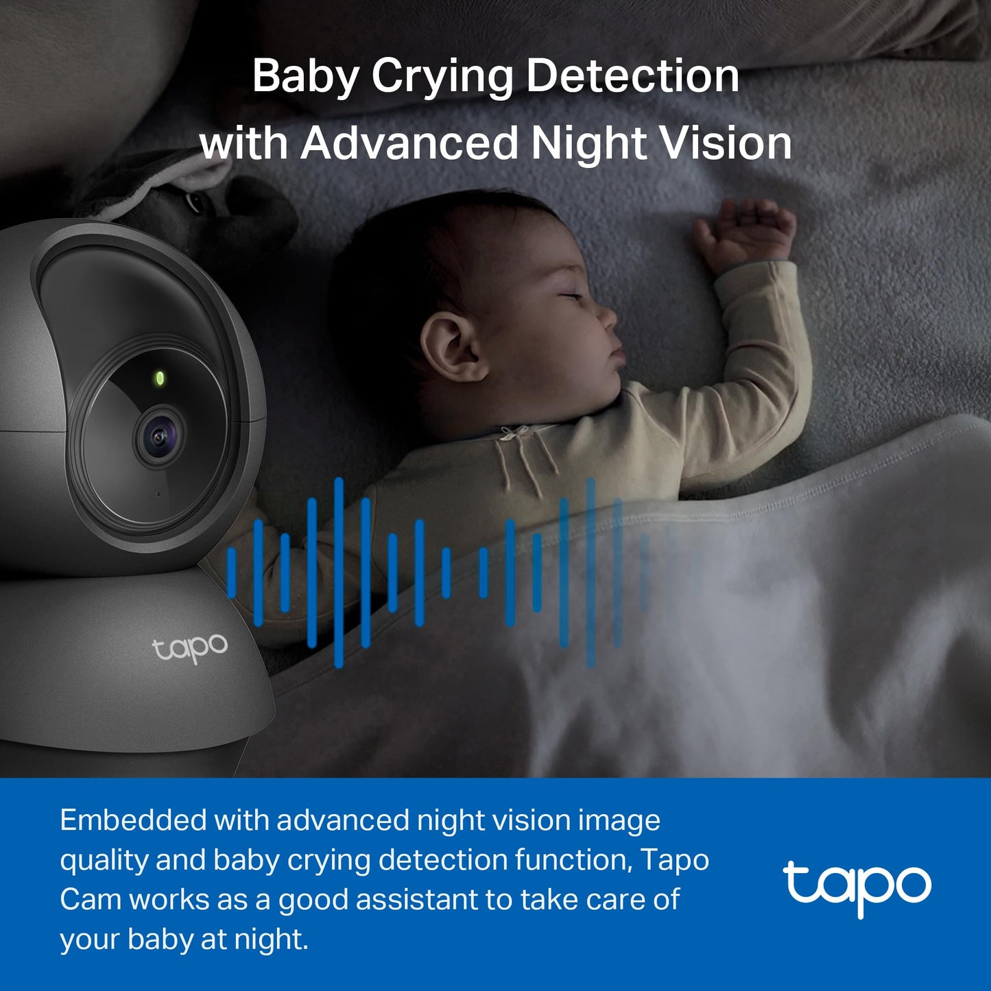 Tapo by TP-Link Pan/Tilt Security Camera for Baby Monitor, Pet Camera w/Motion Detection, 1080P, 2-Way Audio, Night Vision, Cloud & SD Card Storage, Works with Alexa & Google Home, Black (Tapo C201)