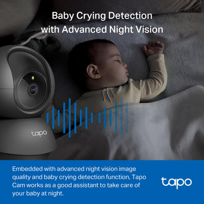 Tapo by TP-Link Pan/Tilt Security Camera for Baby Monitor, Pet Camera w/Motion Detection, 1080P, 2-Way Audio, Night Vision, Cloud & SD Card Storage, Works with Alexa & Google Home, Black (Tapo C201)