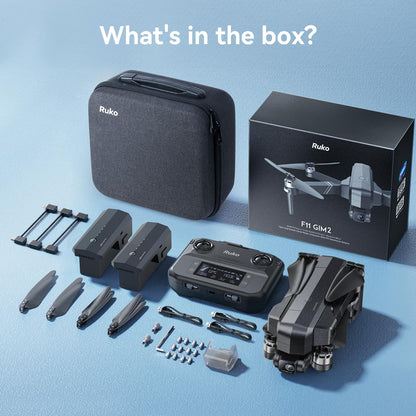Ruko F11GIM2 Drones with Camera for Adults 4K, 64Mins Flight Time, Gimbal & EIS 4K Camera, 16404ft Digital video Transmission, GPS Auto-return Professional Quadcopter, Level 6 Wind Resistance