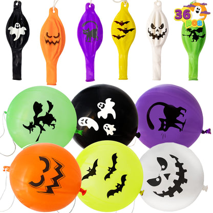JOYIN 36 Pieces Halloween Punch Balloons for Kids Game Birthday Party Favor Supplies Decorations, Trick or Treat Toys, School Classroom Game Goodie Bags Stuffers