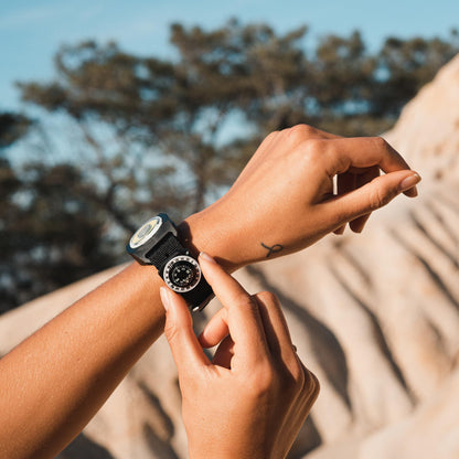 Sun Company GoCompass - Micro Orienteering Wrist Compass | Watch Band or Paracord Bracelet Compasses with Rotating Bezel