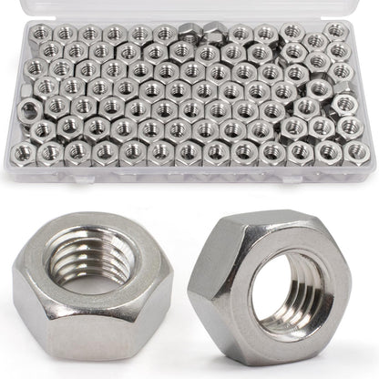 ZQZ 1/4"-20 Hex Nuts,130 Pack 304 (A2-70) Stainless Steel Hardware Nuts,Standard Inch Coarse Thread Nuts