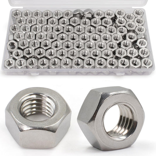 ZQZ 1/4"-20 Hex Nuts,130 Pack 304 (A2-70) Stainless Steel Hardware Nuts,Standard Inch Coarse Thread Nuts