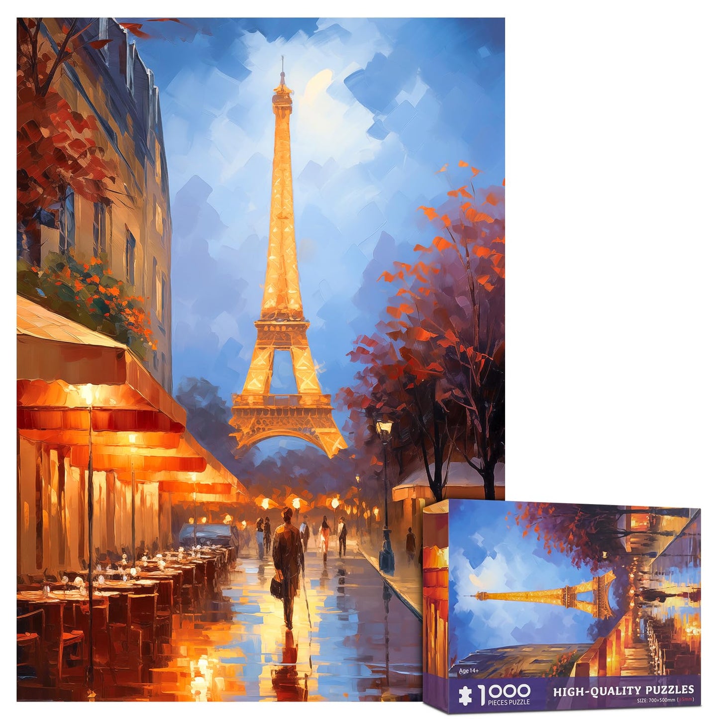 1000 Piece Puzzle for Adults Paris Tower Jigsaw Puzzles 1000 Pieces Eiffel Tower Puzzle for Adults Paris Night View Oil Painting 1000 Piece Jigsaw Puzzles Challenging Gift for Teens Seniors