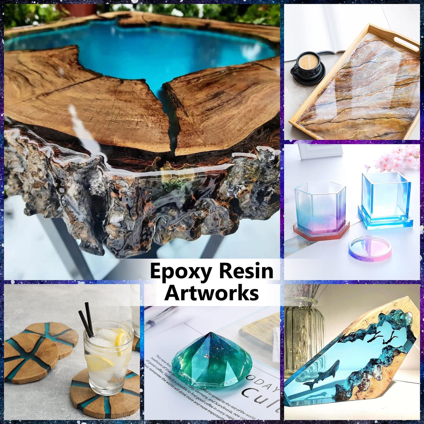 Epoxy Resin 64OZ - Crystal Clear Epoxy Resin Kit - No Yellowing No Bubble Art Resina Casting Resins for Art Crafts, Jewelry Making, Wood & Molds(32OZ x 2)