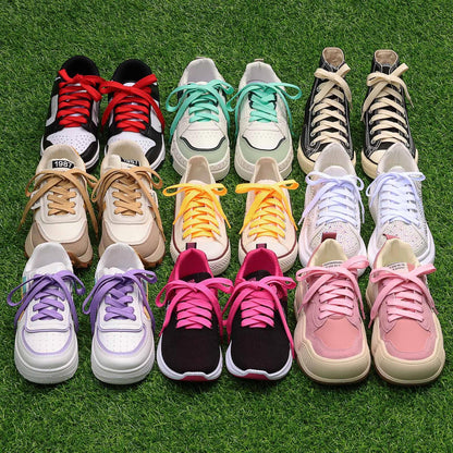 Booyckiy 2 Pairs Flat Shoe Laces for Sneakers, 2/5" Wide Athletic Shoelaces, Off White 48 inch(122cm)