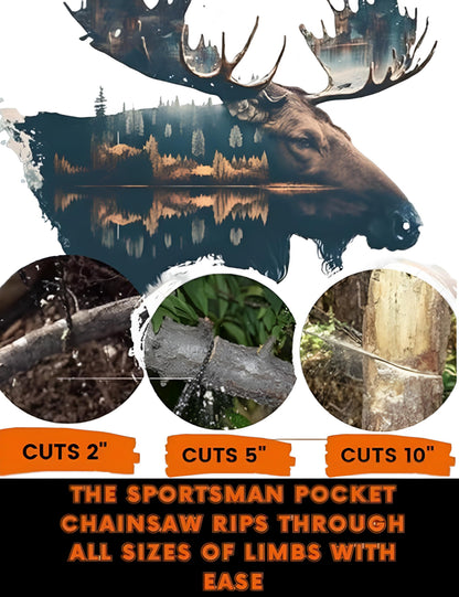 Sportsman Pocket Chainsaw - Camping Folding Hand Saw With Free Fire Starter, 36-Inch Heavy Duty Chain 48 Teeth, Best Pocket Saw for Survival Gear, Hunting, Backpacking, Tree Trimming or Emergency Kit