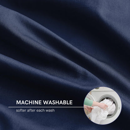 YnM Exclusive Cotton Duvet Cover for Weighted Blankets with 16 Strings (Navy, 60"x80")