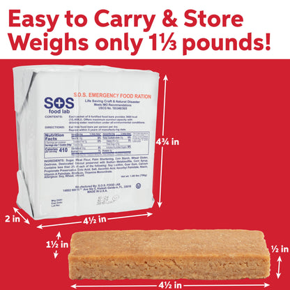 S.O.S. Rations Emergency 3600 Calorie Food Bar - 3 Day / 72 Hour Package with 5 Year Shelf Life- 5 Packs