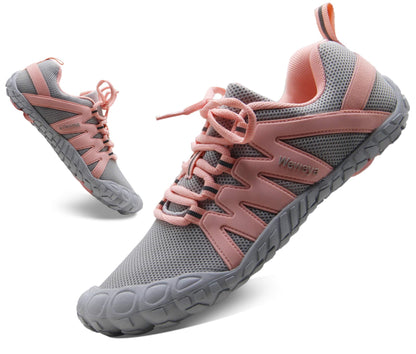 Women's Five Fingers Minimalist Shoes Barefoot Gym Workout Shoes Indoor Treadmill Rowing Jogging Fitness Comfortable Gray Pink US Size 7 7.5