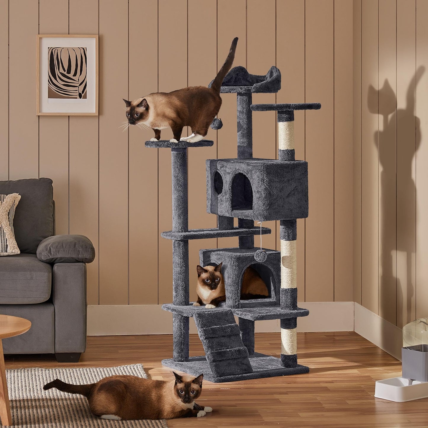 Yaheetech 54in Cat Tree Tower Condo Furniture Scratch Post for Kittens Pet House Play