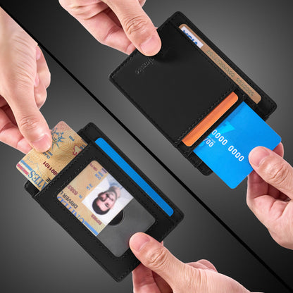 Travelambo Slim Wallet Front Pocket Minimalist Leather RFID Blocking Medium Size