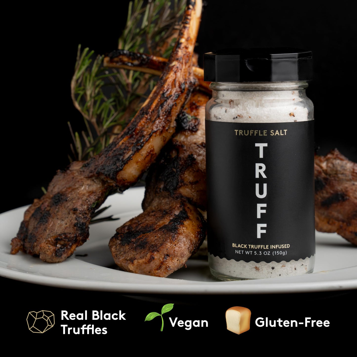 TRUFF Black Truffle Salt, Fine and Coarse Sea Salt, Dried Black Summer Truffles, Specialty Seasoning for A Truly Aromatic Flavor Experience, For the Finest Steaks or Unique Everyday Popcorn (5.3 oz)