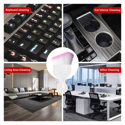 Ziciner Car Detailing Brush, Curved Soft Bristles Auto Removal Dust Collectors, Universal Vehicle Dashboard, Air Conditioner Vents etc Interior Cleaning Tool Accessory (White/White/Pink)