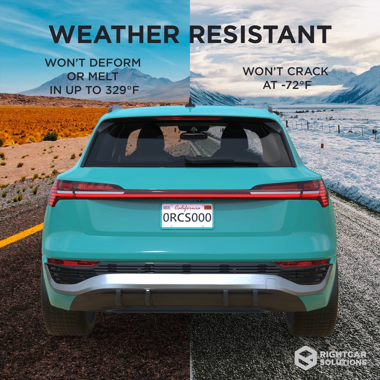 Rightcar Solutions Silicone License Plate Frame | The Original Premium Grade Silicone Car Plate Frame | Rust Proof, Rattle Proof, Weather Proof License Plate Holder (Aqua Blue)