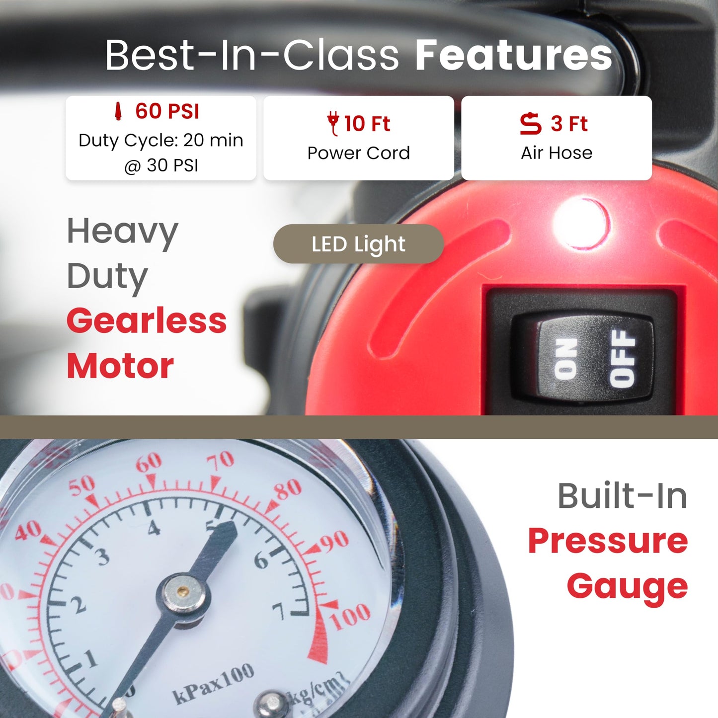 VIAIR 85P - 00085 Tire Inflator Portable Air Compressor for Car, Truck & SUV 12V On/Offroad Tire Pump Air Compressor Portable Heavy Duty 60 PSI, Cigarette Plug, Twist Chuck