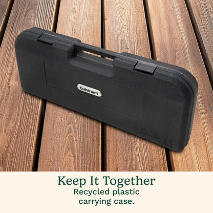 Cuisinart 13-Piece Wooden Grill Tool Set, BBQ Accessories and Grill Tools, Durable Stainless-Steel Utensils with Recycled Plastic Case, Spatula, Tongs, Cleaning Brush & More, Grilling Gifts for Men