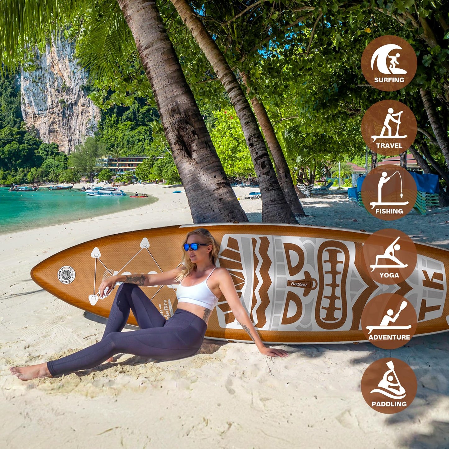 FunWater 11'6×33"×6" Inflatable Stand Up Paddle Board with Premium SUP Paddleboard Accessories, Adults & Youth for All Skill Levels, Included with Board, Paddle, Pump, Seat, Backpack