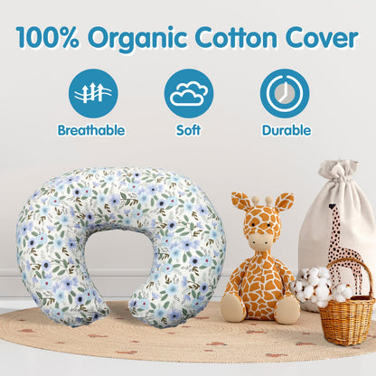x-vesolje Nursing Pillow, Breastfeeding Pillows with Standard Size Removable Cover, Breast Feeding Pillow with Breathable Filling, Ergonomic Nursing Essentials for Bottle and Breastfeeding- Leaves…