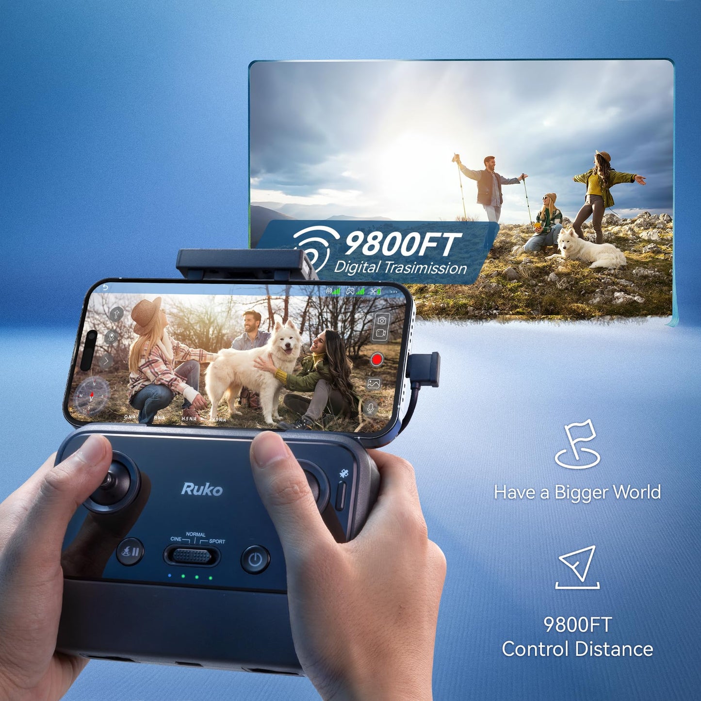 Ruko U11MINI Drones with Camera for Adults 4K, 70Mins 2 Batteries, Under 250g, Camera Drone with GPS TOF 9800FT Long Range Auto return for beginner