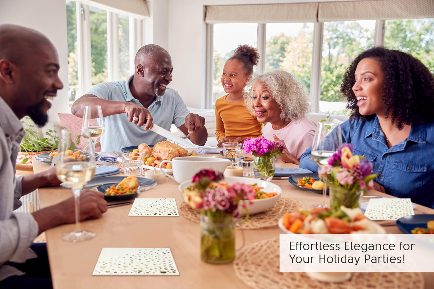 Stylish Gold Cocktail Napkins, 100 Disposable Party Napkins, Gold Dessert Napkins, 3-Ply, 5x5 Inch White and Gold Napkins, Disposable Wedding Cocktail Napkins, Party, Shower or Gold Beverage Napkins